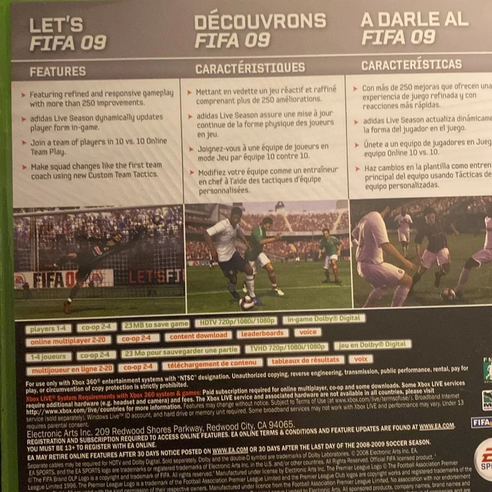 FIFA Soccer 2009 EA Sports Xbox 360 Video Game EUC